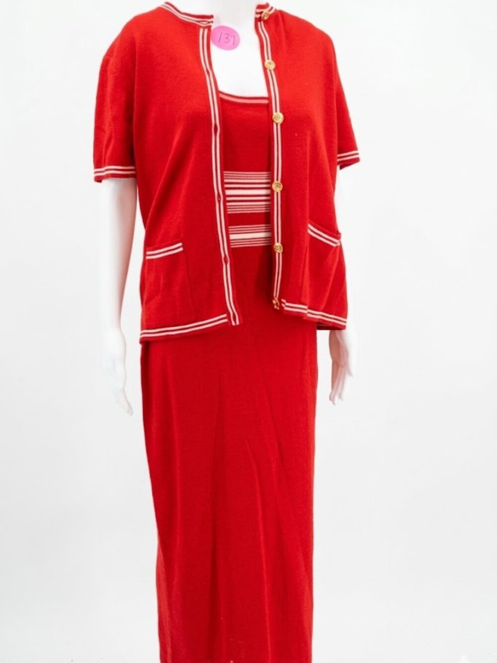 Outlander Red Knit Maxi Dress & Cardigan Set L